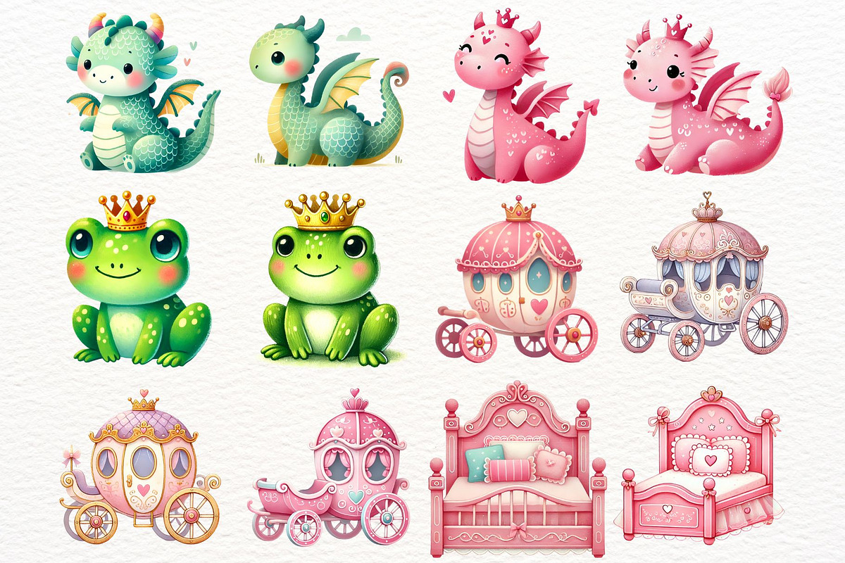 Cute Princess Clipart Bundle PNG, a Person Illustration by SugarCloudStudioArt (Photo 5 of 6)