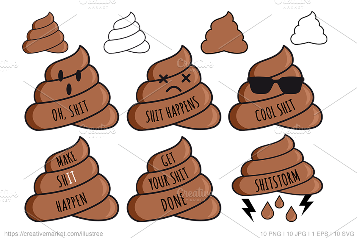 Poop emojis with quotes, vector, an Emoji Icon by Illustree (Photo 3 of 3)