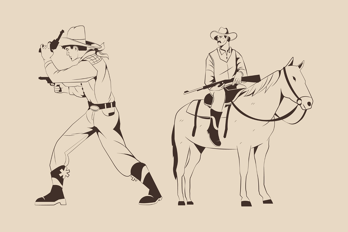 Cowboy Character Asset Illustration, an Object Illustration by graphicook