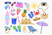 Watercolor Summer Beach  Set, an Illustration by MiracleArtAndDesign (Thumbnail 2 of 2)