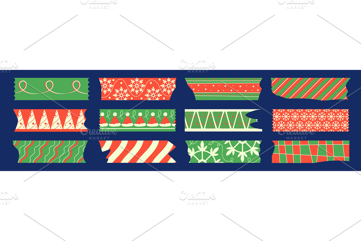 Festive Christmas washi tape set, an Illustration by art PVP - market