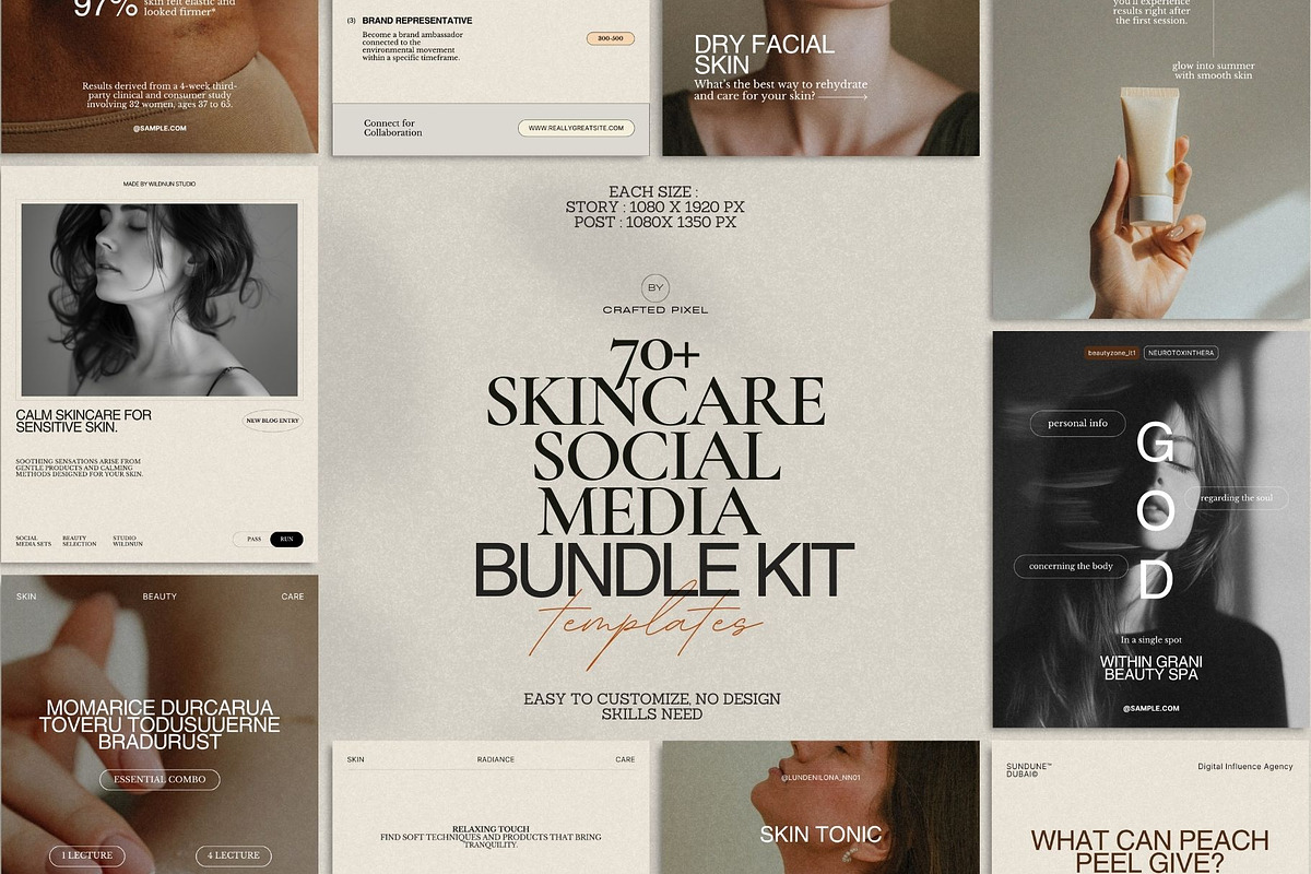 Minimal Skincare Post & Story Set