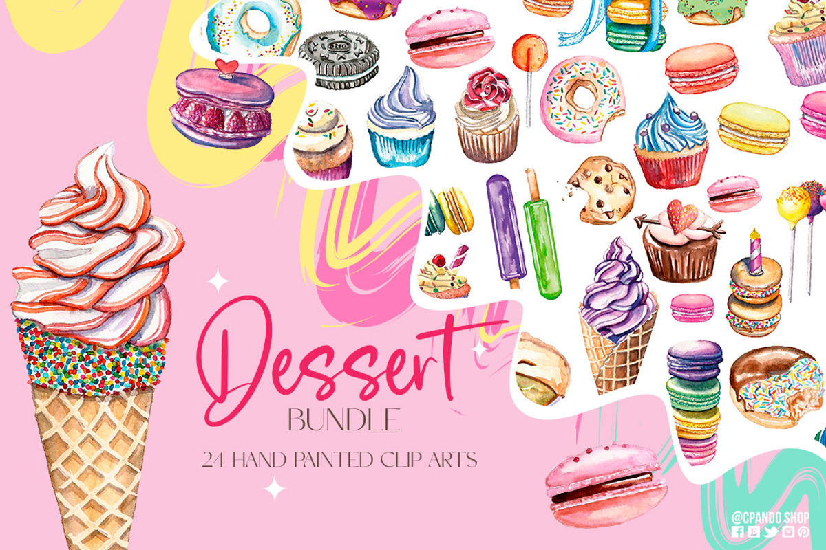 Dessert bundle watercolor clipart, a Food Illustration by CpandoShop (Photo 1 of 6)