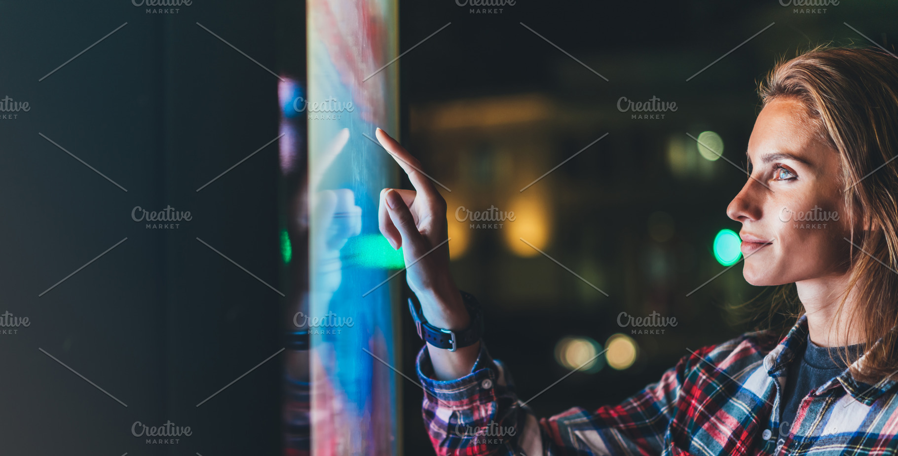 Girl at the monitor display, a Technology Photo by A_B_C