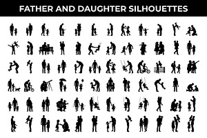 Silhouette of Father and Daughter, an Object Graphic by nandinigraphics
