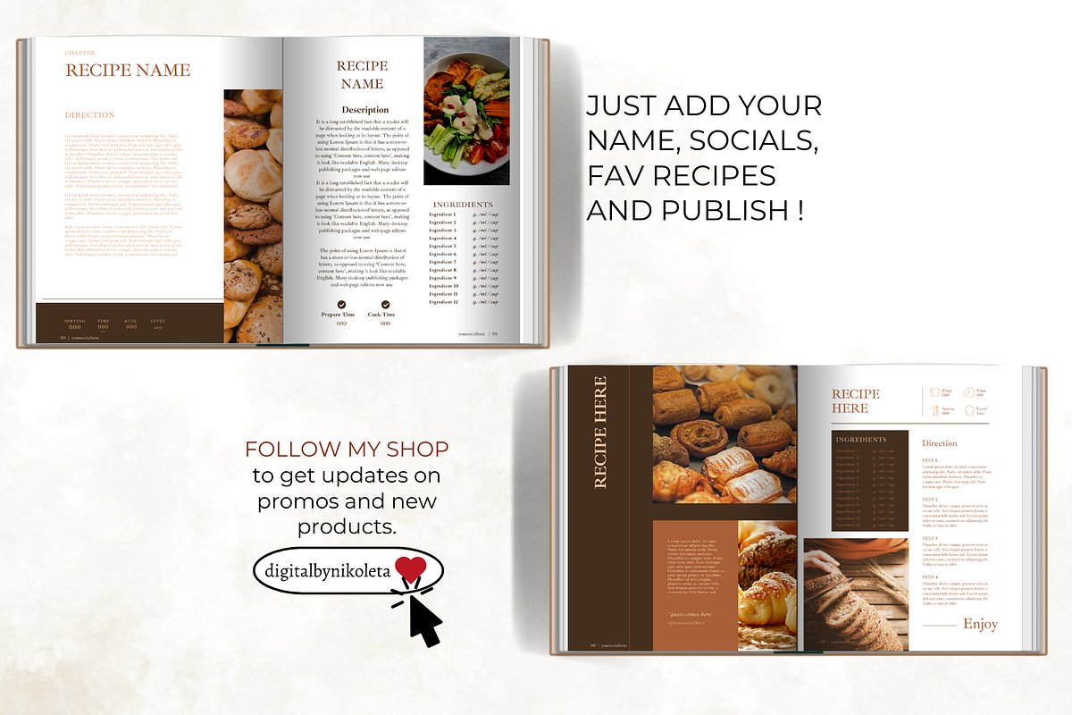 Aesthetic Recipe Cards Template, a Magazine Template by Digital By Nikoleta (Photo 6 of 11)