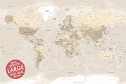 Vector World Map - Large&Detailed, a Decorative Illustration by PorcuPen Works (Thumbnail 1 of 9)