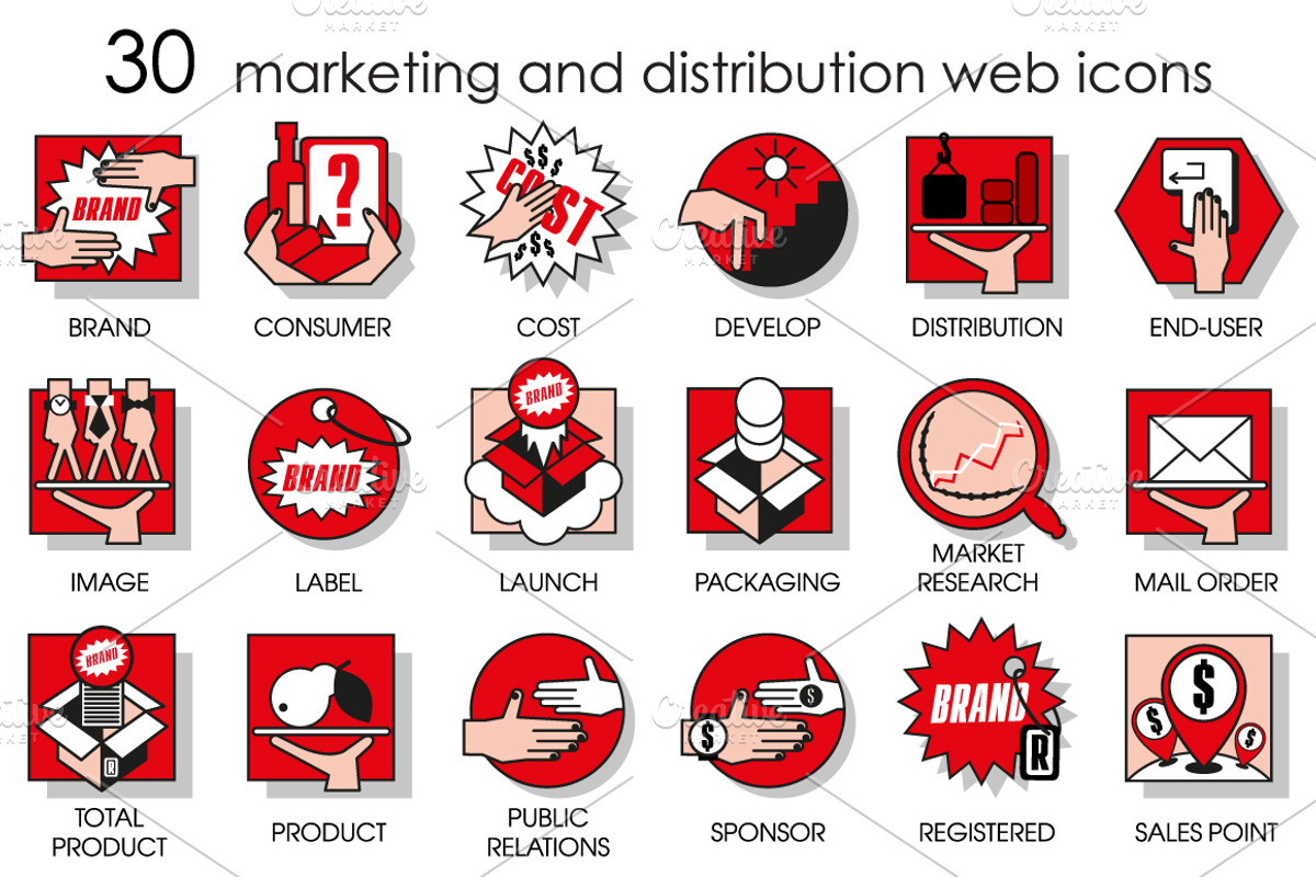 Thirty line icons set of marketing., a Technology Illustration by Adamskyistudio (Photo 1 of 2)