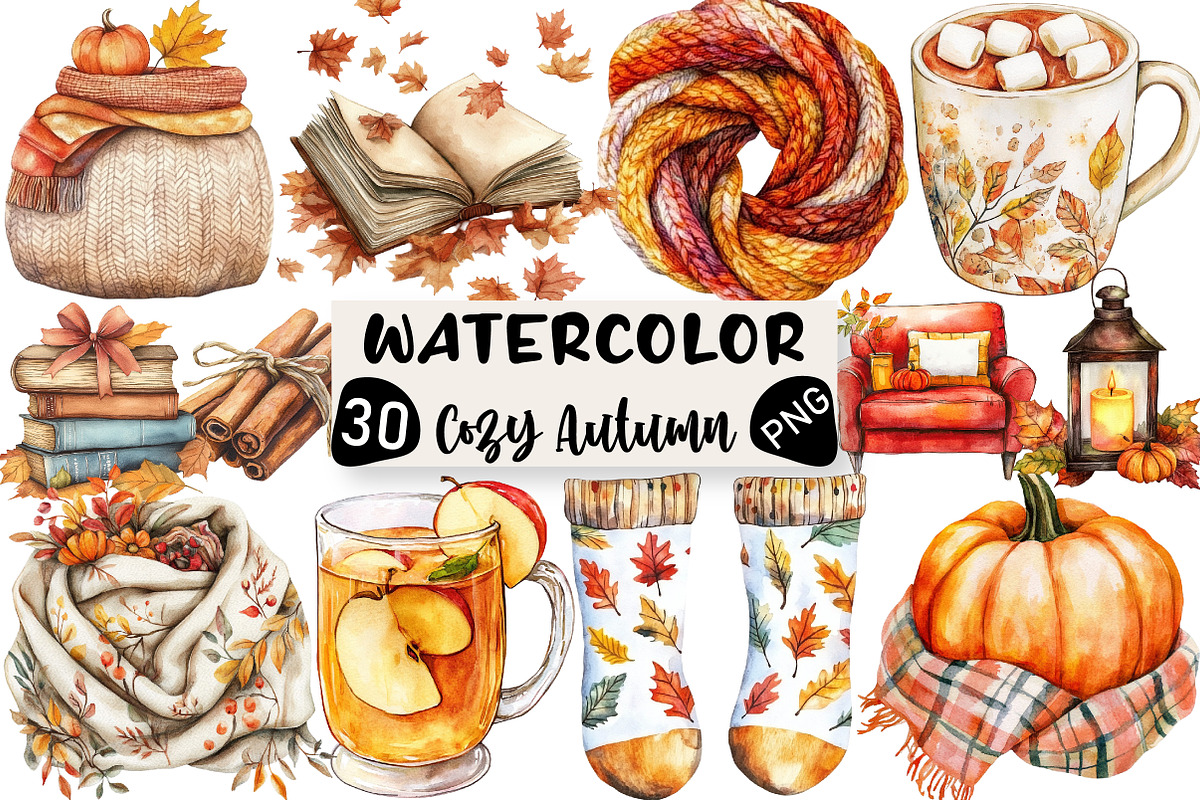Cozy Autumn Sublimation Clipart, an Illustration by Black Bird Studio (Photo 1 of 6)