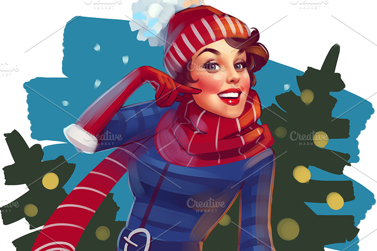 Christmas Pin-up girl, an Illustration by Ira Cvetnaya (Photo 1 of 5)
