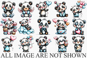 Watercolor Valentine Panda Clipart, an Illustration by Canvas Craft (Thumbnail 3 of 6)