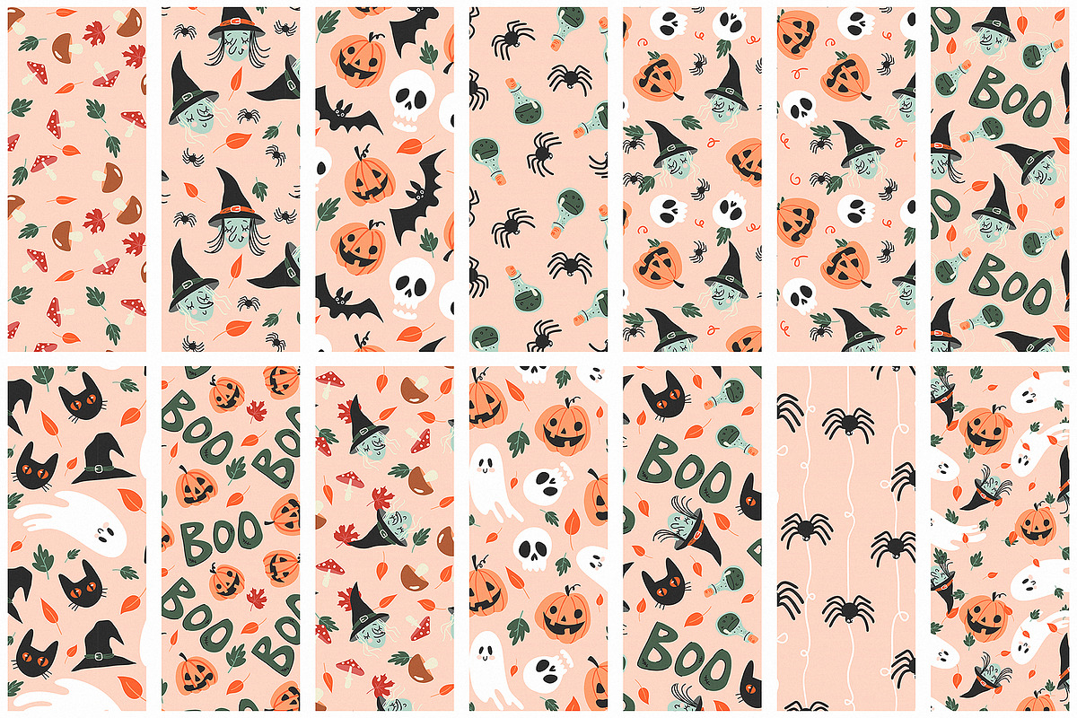 14 Cute Halloween Patterns, a Pattern Graphic by Kokoshka (Photo 2 of 3)
