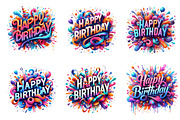Happy Birthday Png Bundle, a Seasonal Illustration by DreamArtGraphic (Thumbnail 3 of 4)