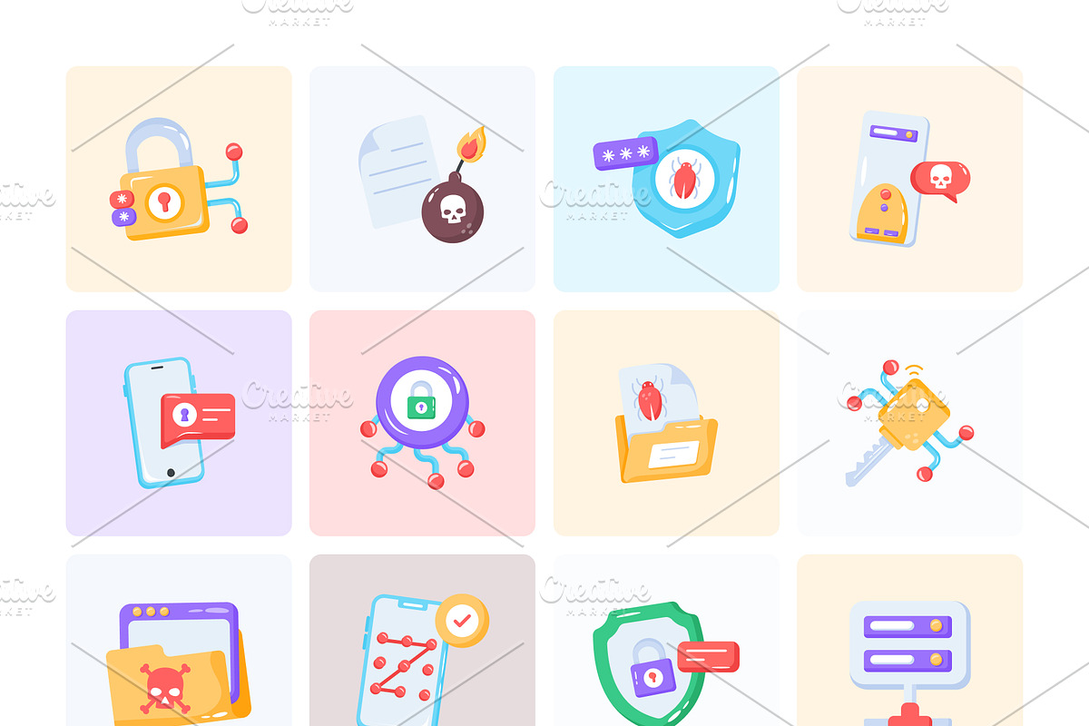 Animated Cyber Security Icon Set