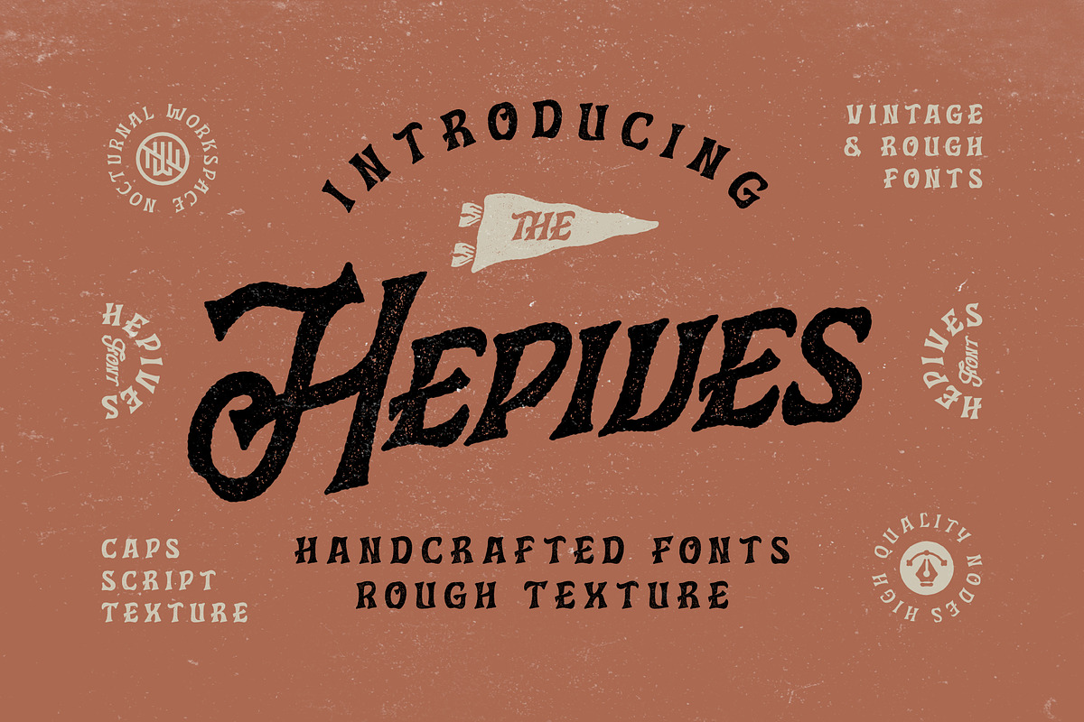 Hepives Texture Font, a Font by Nocturnal Workspace (Photo 1 of 8)