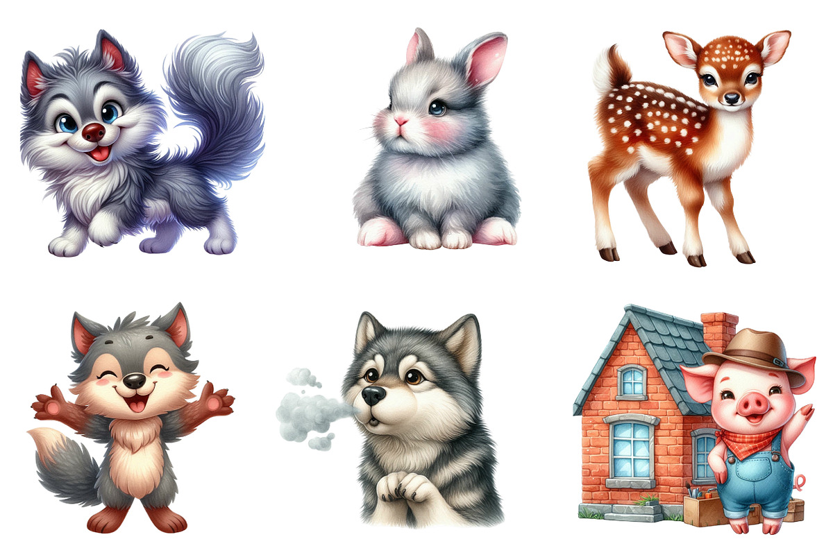 Three Little Pigs Clipart, an Illustration by CreationArt (Photo 7 of 7)