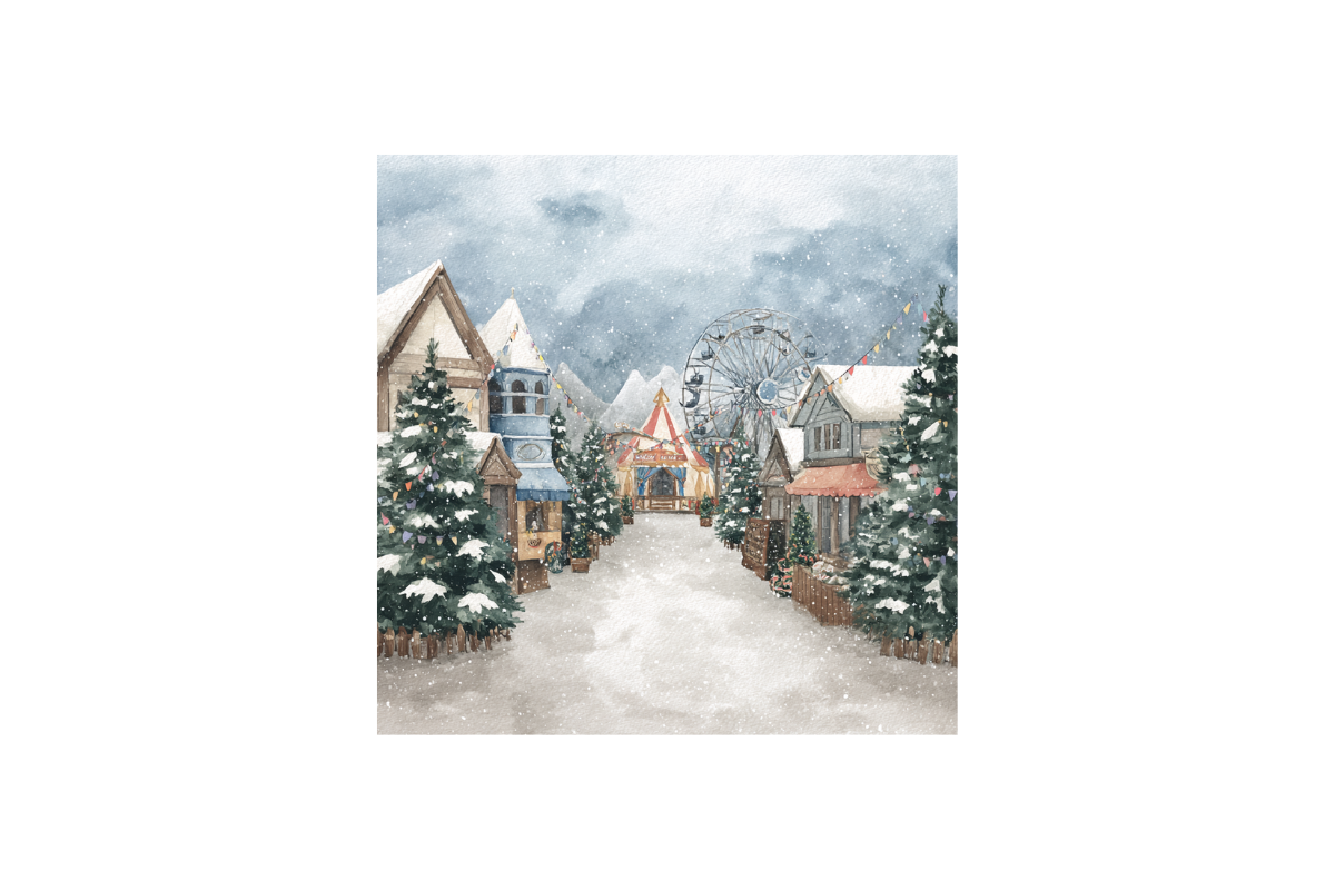 Watercolor Christmas Park Background, a Background Graphic by PcuDesigns Illustrations (Photo 2 of 3)