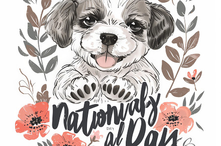 National Puppy Day poster, banner wi, an Animal Photo by Pixeness
