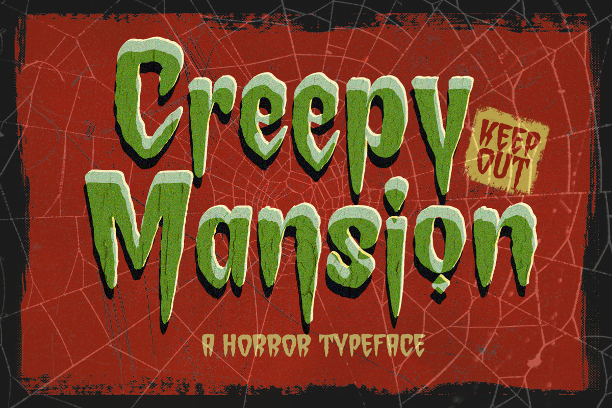 Creepy Mansion Horror Typeface, a Handwritten Font by Letterhend Studio (Photo 1 of 9)