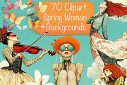 Whimsical Spring Girl Clipart Bundle, a Person Illustration by Fusion Dream (Thumbnail 1 of 9)
