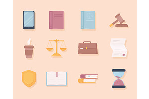 law and justice icons, an Object Illustration by studiogstock