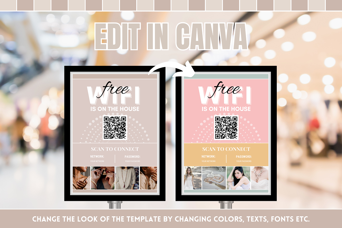 Beige WiFi QR Code Sign, a Stationery Template by SunshineStudioBoutique (Photo 7 of 11)