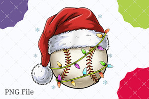 Christmas Softball Santa Hat PNG, an Illustration by designcity5