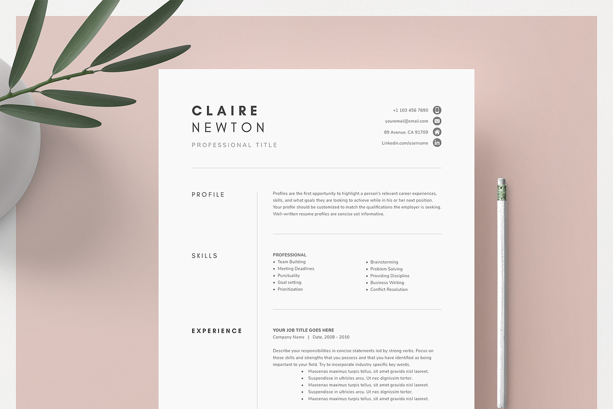 1, 2 and 3 Page Word Resume Template, a Resume Template by DemeDesign (Photo 1 of 7)