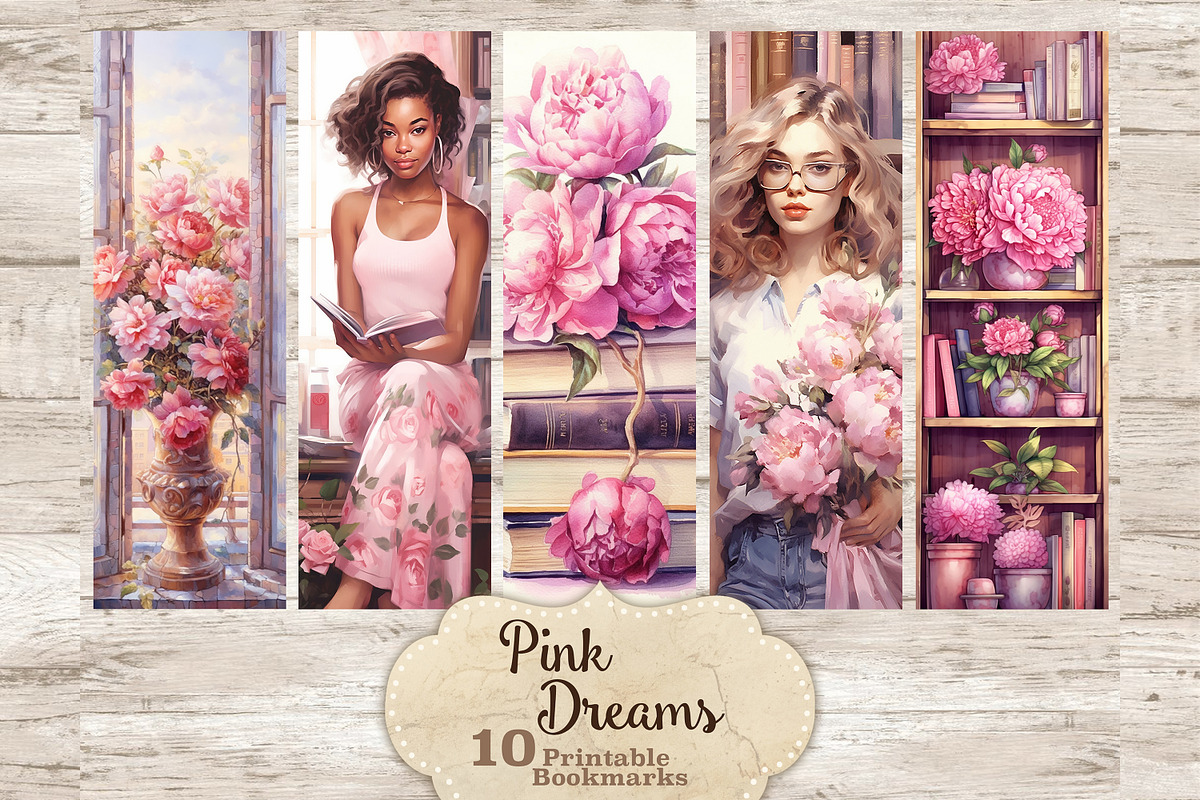 Pink Dreams Bookmarks Print And Cut, a Person Illustration by GlamArtZhanna (Photo 1 of 3)