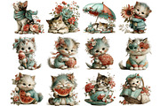 Whimsical Summer Cats Clipart, an Illustration by DreamArtGraphic (Thumbnail 2 of 5)