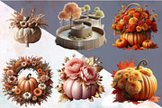 Watercolor Autumn Flower Pumpkin Des, an Illustration by SVGArt (Thumbnail 4 of 8)