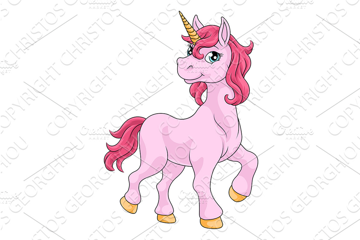 Unicorn Horn Horse Animal Cartoon, an Animal Illustration by Christos Georghiou