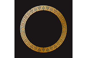 Circle gold Greek ornament, a Decorative Illustration by Elen_Art