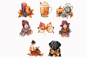 Watercolor Fall Plaid Bookworm clipa, an Illustration by Design Market (Thumbnail 4 of 4)