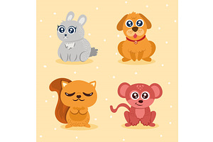 four cute animals characters, an Animal Illustration by studiogstock