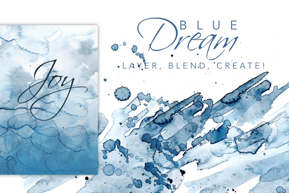 Blue Watercolor Washes+Papers, an Illustration by Feather Grace Designs (Photo 4 of 7)