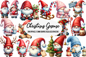 Christmas Gnome Sublimation Clipart, an Illustration by Daily.Designs