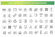 HVAC system outline icon set, an Outline Icon by Tettygreen (Thumbnail 1 of 2)