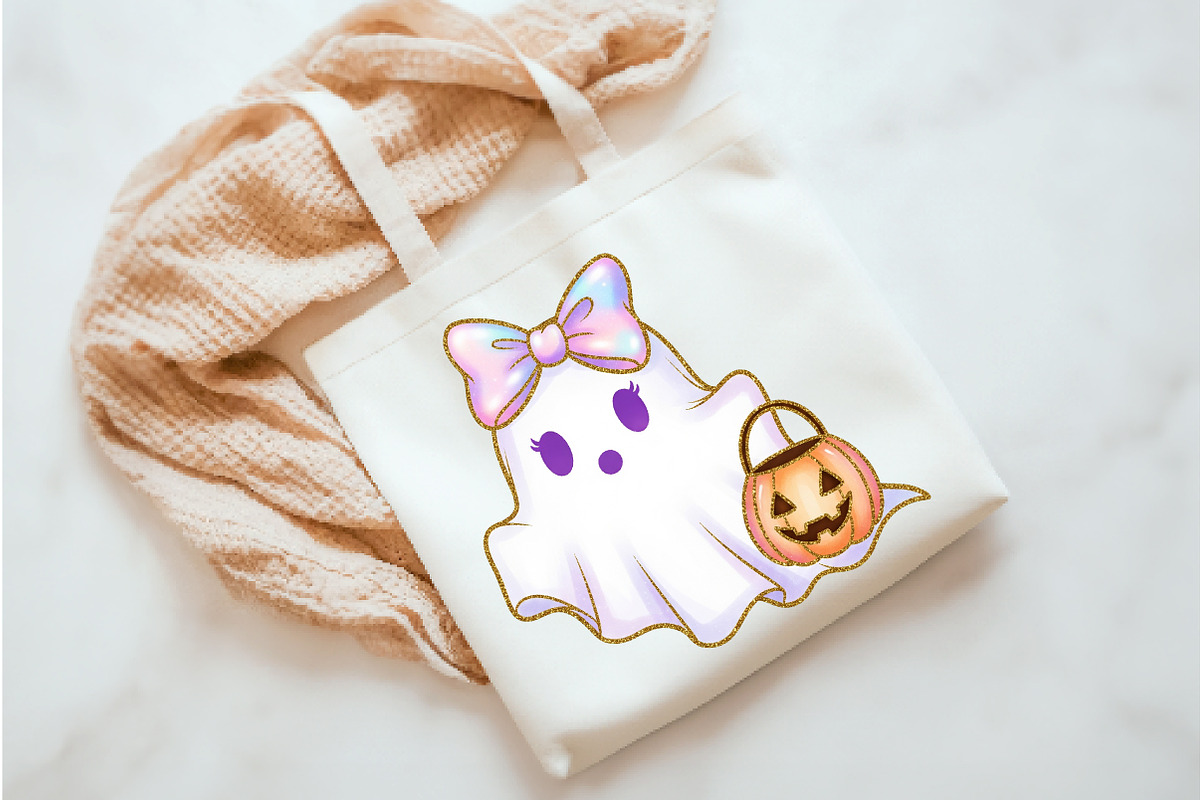 Ridescent Peeking Ghost Pumpkin, an Illustration by Watercolor design (Photo 3 of 3)
