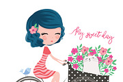 set with cartoon girls - cute girls, a Person Illustration by StudioLondon (Thumbnail 2 of 9)