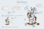 Watercolor Cute Set Blue Nursery, an Animal Illustration by ViktoriyaD (Thumbnail 7 of 8)