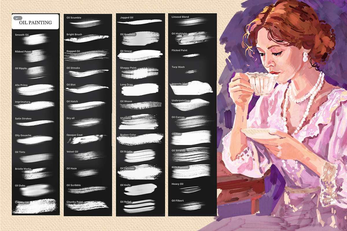 PROCREATE VINTAGE OIL PAINTING KIT, a Brush Add-On by AlexandraArt (Photo 3 of 9)