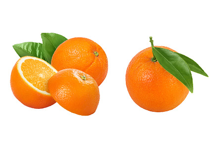 Orange fruit with half isolated on, a Food & Drink Photo by NataPhoto