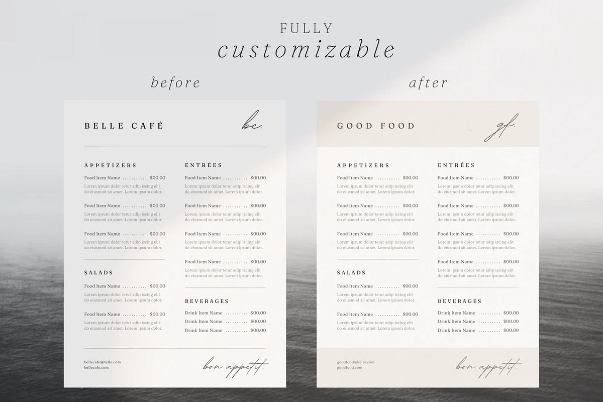 1 Page Simple Menu Template Canva, a Marketing Template by frommakertomaker (Photo 5 of 7)
