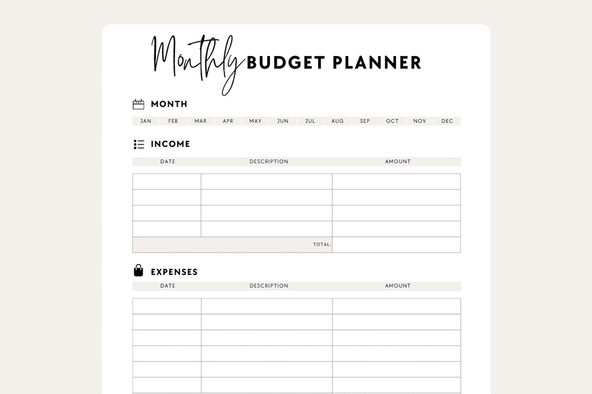 Monthly Budget Tracker, a Stationery Template by Brand Your Biz Co. (Photo 4 of 10)