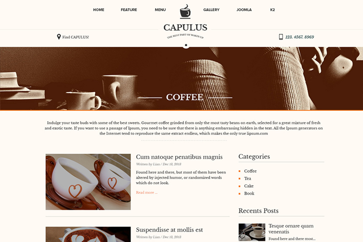 Capulus - Multipurpose Coffee Style, a Websites & App Template by JoomlaUX (Photo 3 of 5)