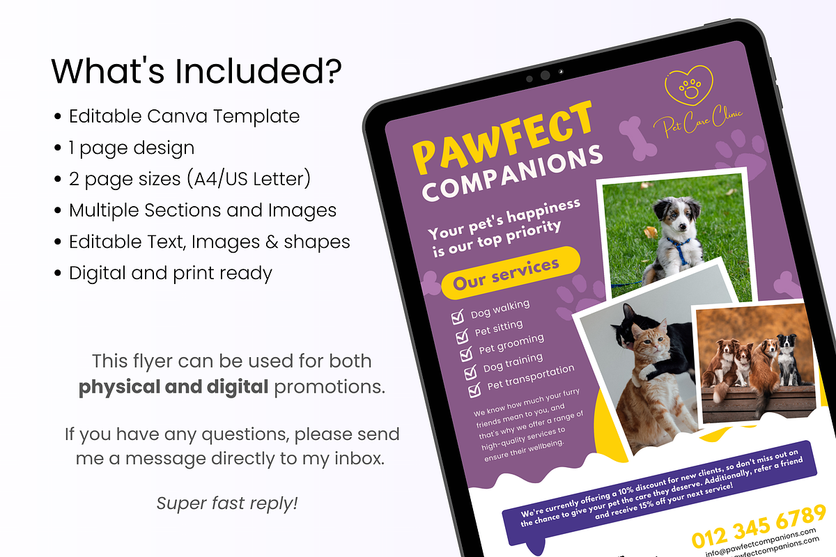 Canva Pet Grooming Flyer Template, a Marketing Template by PixelCraft (Photo 4 of 10)