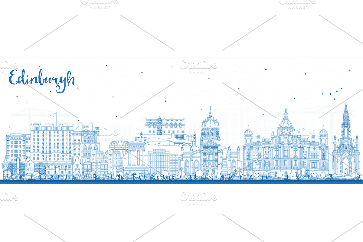 Outline Edinburgh Scotland city., an Illustration by Booblgum
