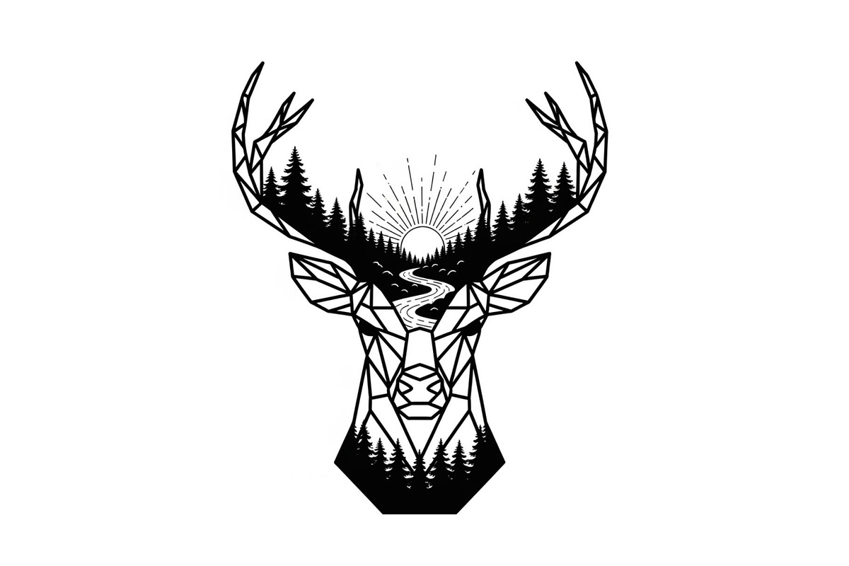 Artistic Geometric Deer Head Bundle, an Illustration by yasushie (Photo 12 of 31)
