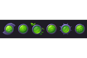 Game buttons. Green magic gemstone, an Illustration by LadadikArt